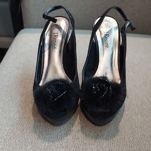 J.Renee Black Heels with Floral Accent